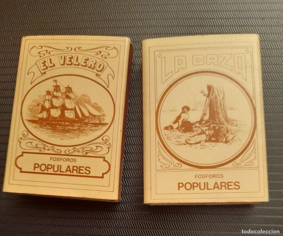 Cajas de cerillas: 2 Cajas Cerillas F&oacute;sforos Populares Serie Viejos Tiempos, 7 El Velero y 10 La Caza.