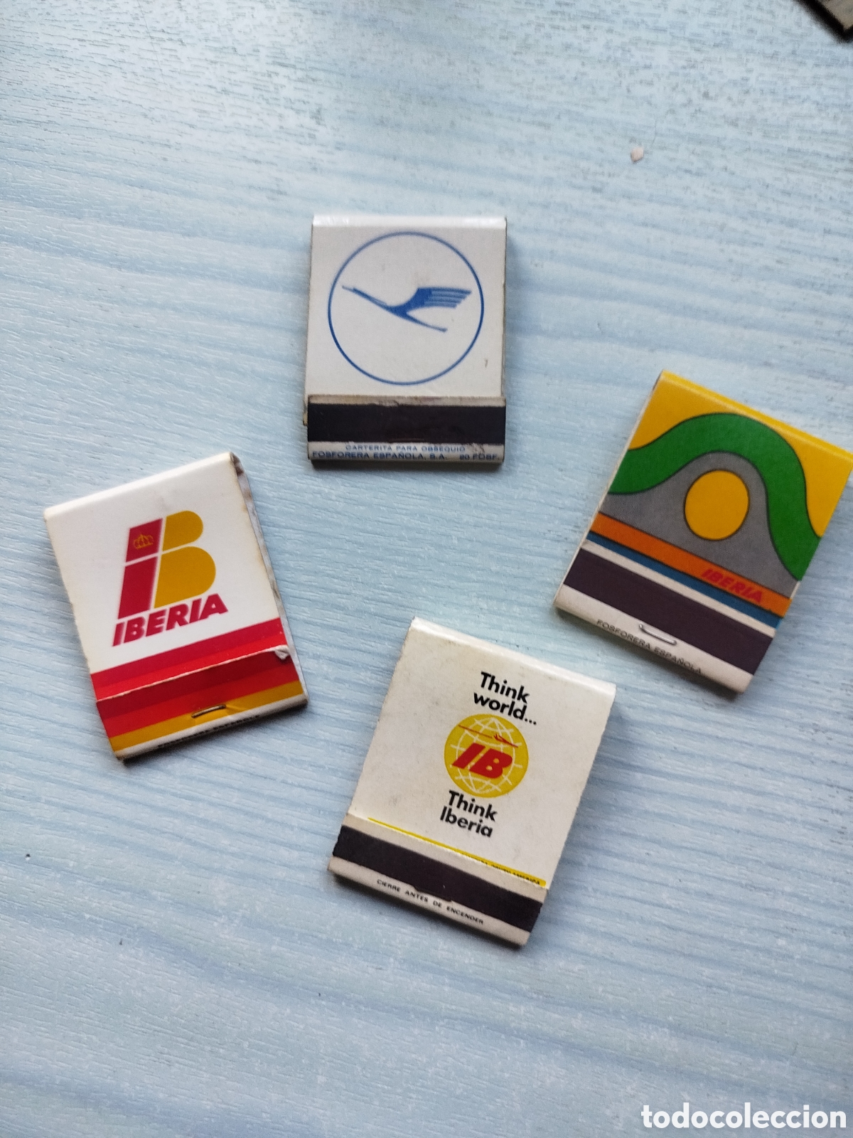Cajas de cerillas: 4 cajas peque&ntilde;as cerillas aerol&iacute;neas