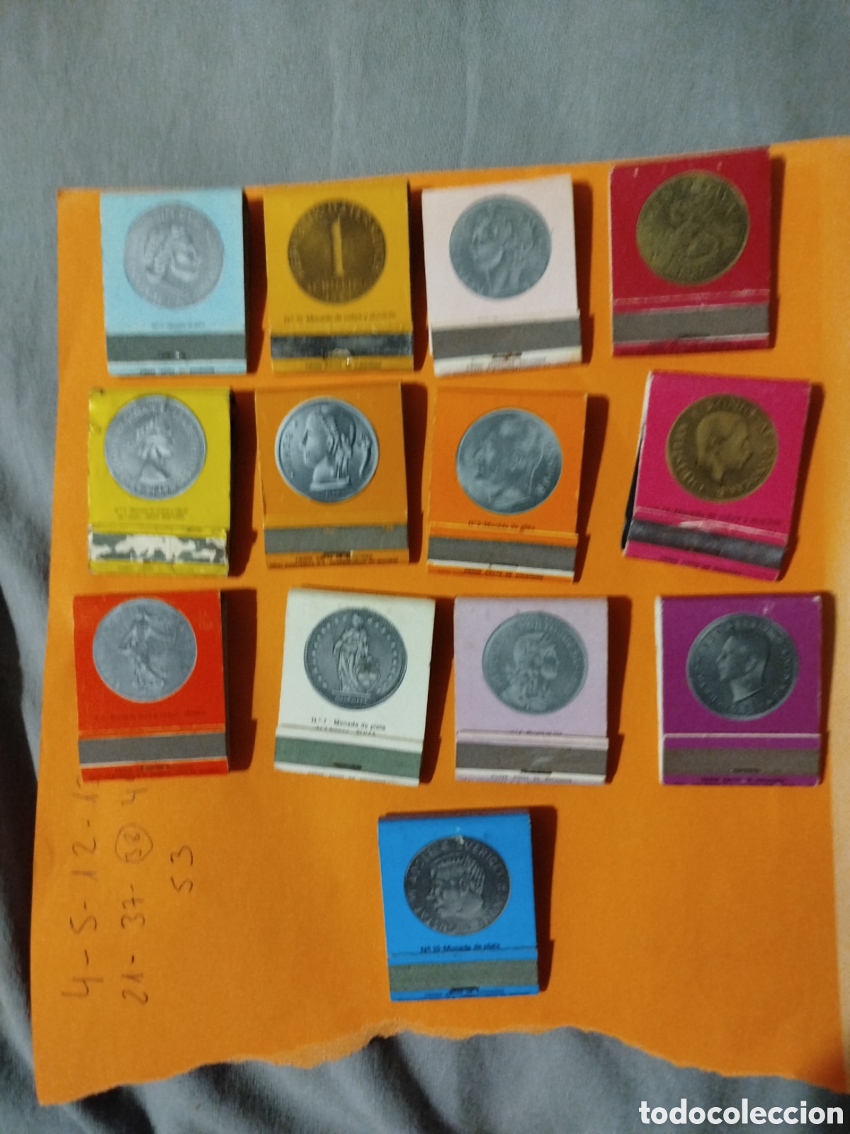 Cajas de cerillas: 13 cajas cerillas tema monedas