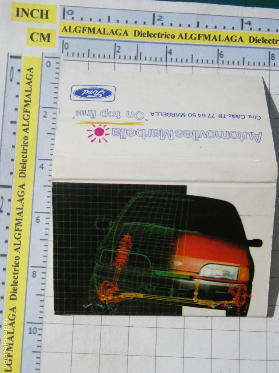 Cajas de cerillas: CAJA CAJETILLA DE CERILLAS.COCHES MOTOS. FORD ESCORT. MARBELLA