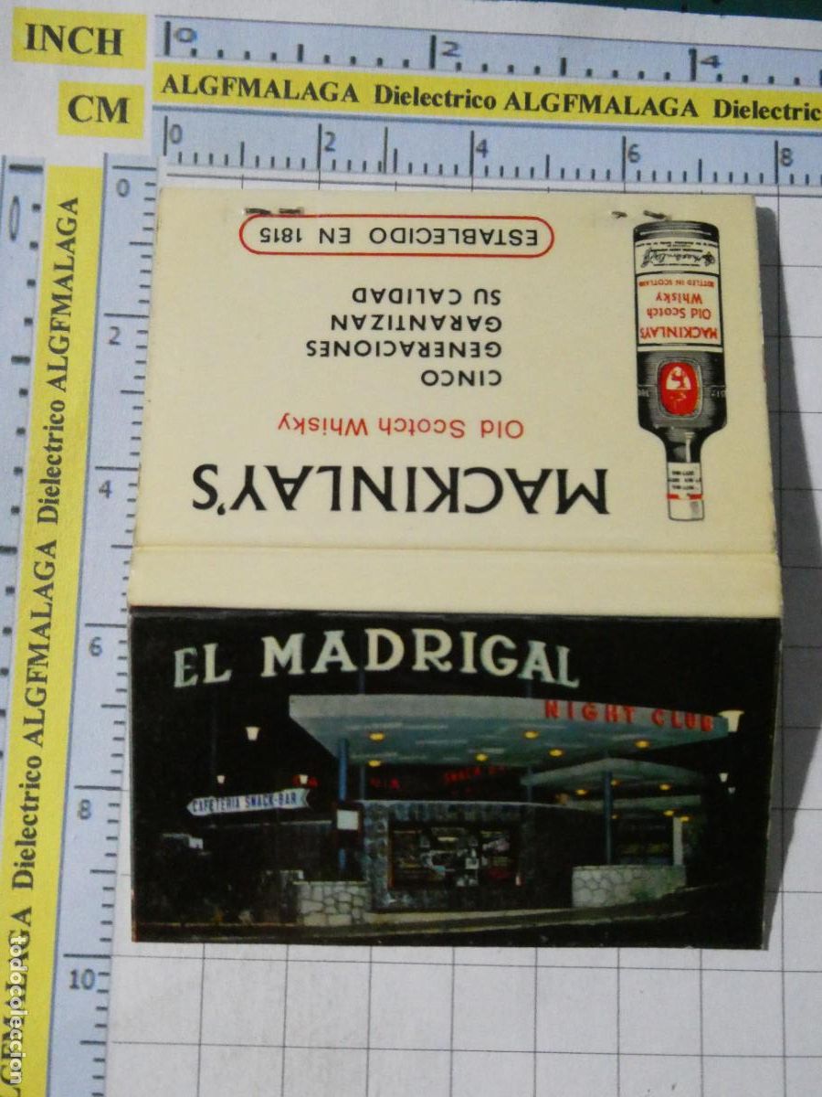 Cajas de cerillas: CAJA CAJETILLA DE CERILLAS. DISCOTECA PUB NIGHT CLUB EL MADRIGAL BENALM&Aacute;DENA