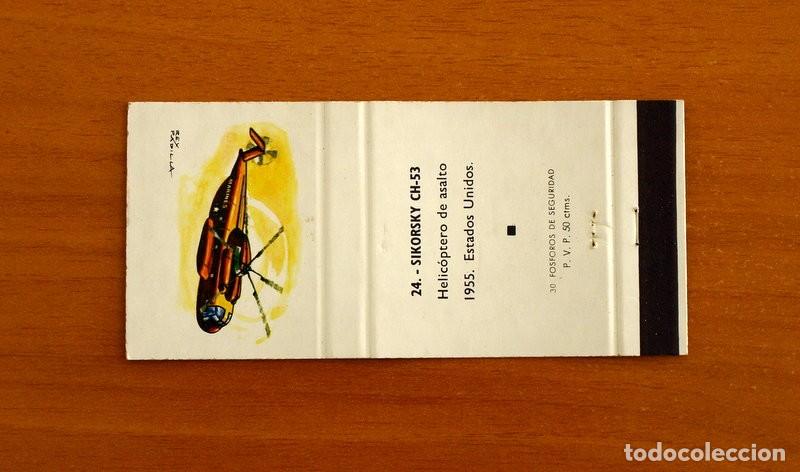 Cajas de cerillas: Aviones - N&ordm; 24 Sikorsky CH-53 1955 Estados Unidos- Fosforera Espa&ntilde;ola, Carterita de cerillas