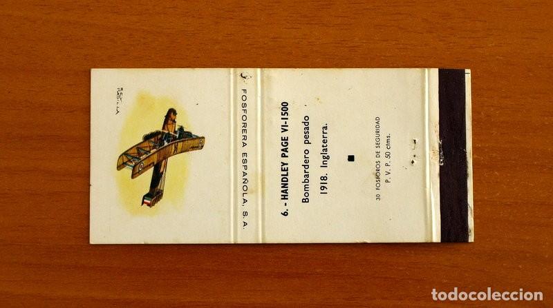 Cajas de cerillas: Aviones - N&ordm; 6, Handley Page VI-1500, 1918 - Carterita de cerillas - Fosforera Espa&ntilde;ola