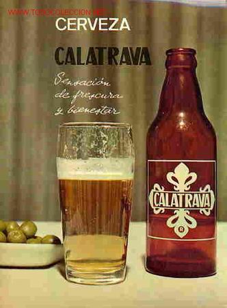 Coleccionismo de cervezas: CARTEL publicidad , CERVEZA CERVEZAS CALATRAVA, A&Ntilde;OS 1960 , ORIGINAL , RB