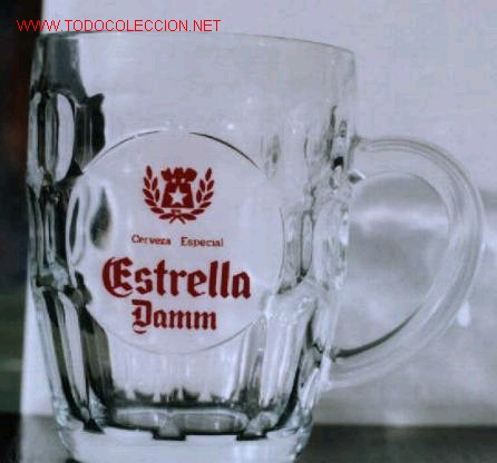 Coleccionismo de cervezas: Jarra Estrella Damm letras rojas