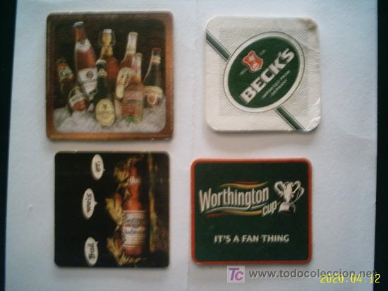 Coleccionismo de cervezas: 4 POSAVASOS DISTINTOS. TEMÁTICA CERVEZAS.