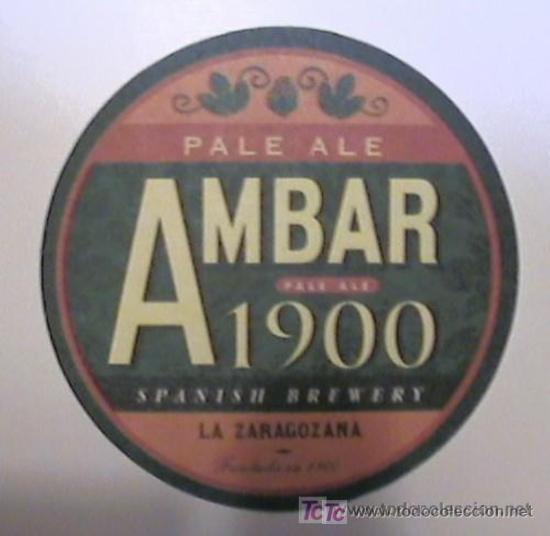 Coleccionismo de cervezas: -9599 &iexcl;&iexcl; POSAVASOS CERVEZA AMBAR 1900, LA ZARAGOZANA !!