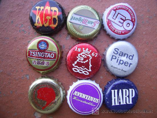 Coleccionismo de cervezas: 9 CHAPAS VARIADAS CERVEZA BEER BOTTLE CAPS BIERE (CANADA, CHINA, INDIA...)--LOTE N. 512---CARMANJO