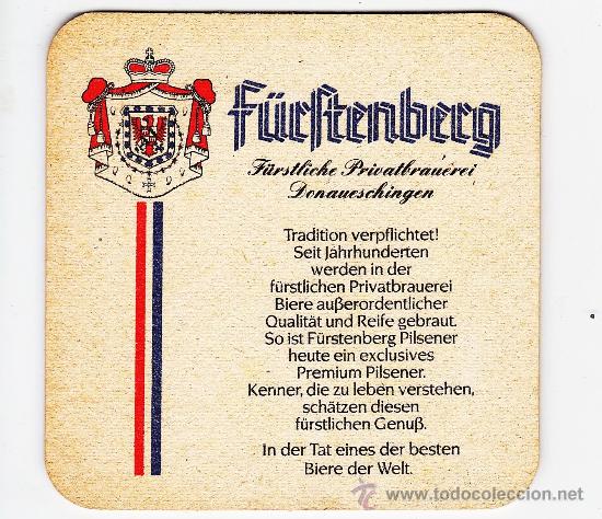 Sammeln von Brauereiartikeln: posavasos -posavaso - cerveza - f&uuml;rftenberg - alemania