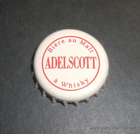 Coleccionismo de cervezas: ANTIGUA CHAPA DE CERVEZA ADELSCOTT ---- MALTA CON WHISKY --- BEBIDA -- NO ES ACTUAL E18
