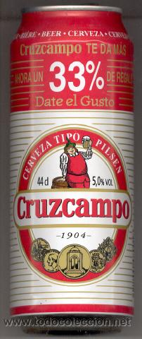 Coleccionismo de cervezas: Lata Bote Cerveza Beer Can Cruzcampo 33%. Espa&ntilde;a.