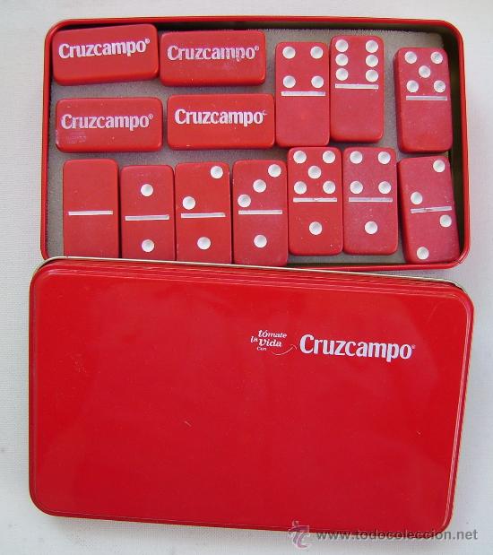 Coleccionismo de cervezas: JUEGO DOMINO CERVEZA CRUZCAMPO EN CAJA METALICA