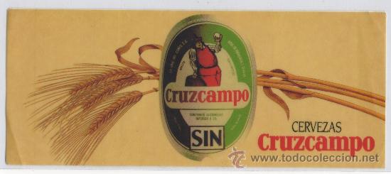 Coleccionismo de cervezas: PEGATINA DE CERVEZA CRUZCAMPO SIN PEQUE&Ntilde;A 80&acute;S BEBIDA