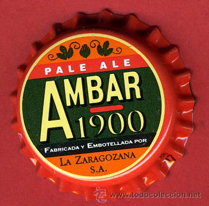 Coleccionismo de cervezas: CHAPA CERVEZA , AMBAR  1900 LA ZARAGOZANA  , ORIGINAL , A68