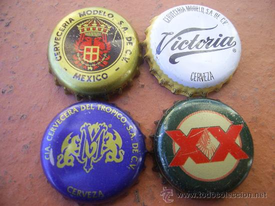Coleccionismo de cervezas: 4 CHAPAS CERVEZA BEER BIRRA BIERE BIER PIVO M&Eacute;XICO/M&Eacute;JICO.--LOTE N.956----CARMANJO