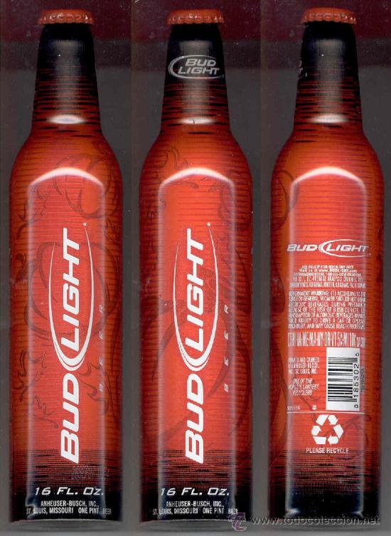 Coleccionismo de cervezas: Botella cerveza aluminio Bud Light Halloween USA