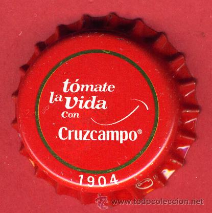 Coleccionismo de cervezas: CHAPA CERVEZA , CERVEZAS CRUZCAMPO , TOMATE LA VIDA CON SONRISA, 1904 , ORIGINAL , B458
