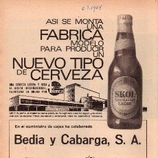 Coleccionismo de cervezas: PUBLICIDAD ANTIGUA. CERVEZA. SKOL INTERNATIONAL LAGER. 1964.. Lote 27777519