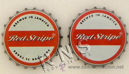 Collectionnisme de bi&egrave;res: LOTE 2 CHAPAS ANTIGUAS DIFERENTES DE CERVEZA JAMAICANA - RED STRIPE - JAMAICA AM&Eacute;RICA - CHAPA BEBIDA