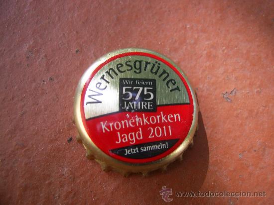 Coleccionismo de cervezas: TAP&Oacute;N CORONA CHAPA CERVEZA WERNESGR&Uuml;NER (4) KRONENKORKEN JAGD 2011. ALEMANIA.--LOTE N. 1421-CARMANJO