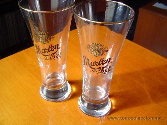 Coleccionismo de cervezas: DOS BONITOS VASOS LARGOS CERVEZA MARLEN