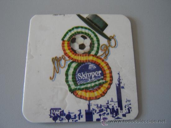 Coleccionismo de cervezas: POSAVASOS DE BAR SKIPPER EN MONTE CARMELO SEVILLA - ANUNCIANDO PARTIDOS MUNDIAL FUTBOL ESPA&Ntilde;A 1982