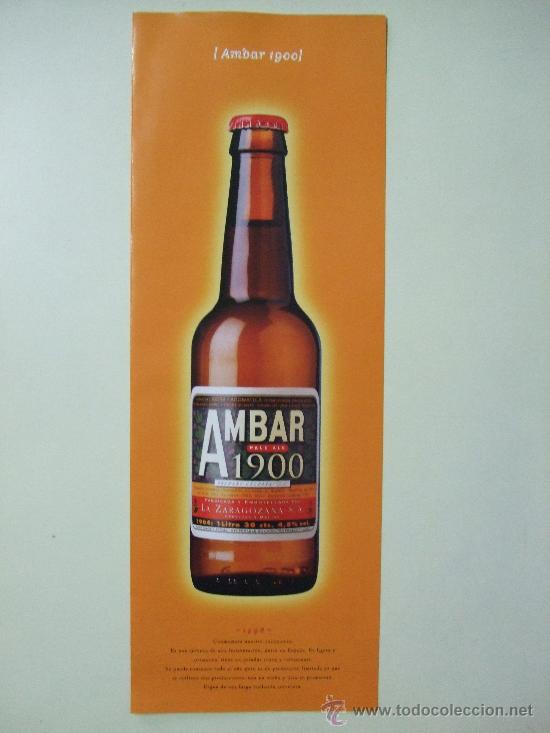Coleccionismo de cervezas: FOLLETO D&Iacute;PTICO PUBLICIDAD CERVEZA AMBAR 1900 - PROPAGANDA BOTELLA - A&Ntilde;O 1996