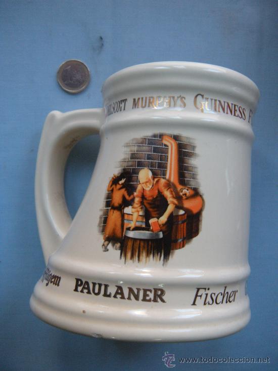 Coleccionismo de cervezas: JARRA CER&Aacute;MICA DE CERVEZA HEINEKEN ESPA&Ntilde;A S.A. PAULANER, YUSTE, GINNES, Y OTRAS.