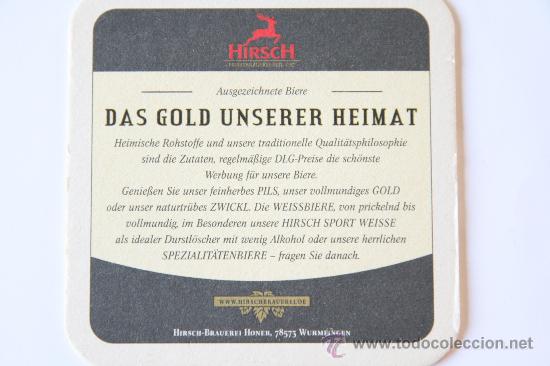 Coleccionismo de cervezas: POSAVASOS CERVEZA HIRSCH - Foto 2