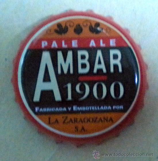 Coleccionismo de cervezas: CHAPA TAPON CORONA DE CERVEZA ESPA&Ntilde;OLA - AMBAR 1900 LA ZARAGOZANA S.A. PALE ALE NUEVA .-