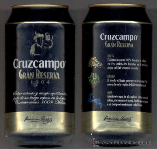 Coleccionismo de cervezas: Lata bote cerveza beer can Cruzcampo Gran Reserva. Espa&ntilde;a