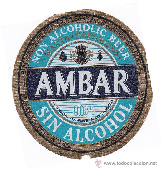 Coleccionismo de cervezas: ETIQUETA CERVEZA AMBAR SIN ALCOHOL