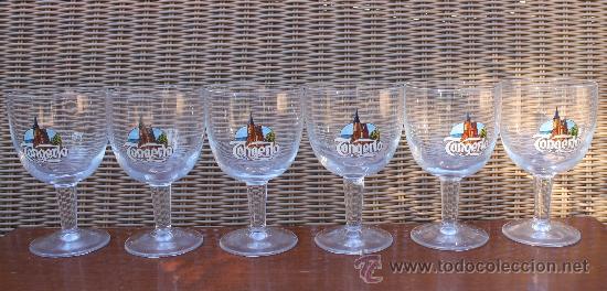 Coleccionismo de cervezas: SEIS COPAS DE CRISTAL 33 CL CON PUBLICIDAD DE CERVEZA TONGERLO &ndash; A ESTRENAR