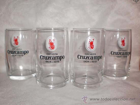 Coleccionismo de cervezas: CUATRO VASOS DE CERVEZA CRUZCAMPO