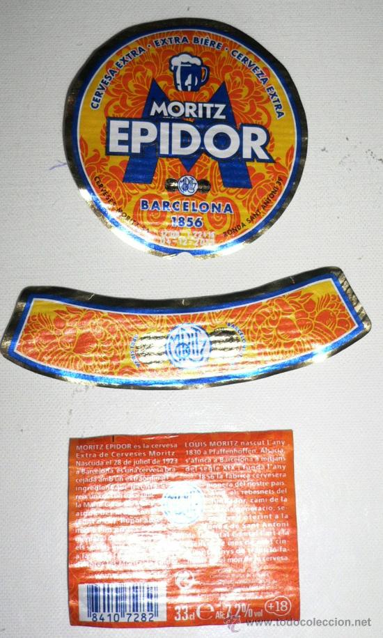 Coleccionismo de cervezas: ETIQUETA DE BOTELLA DE CERVEZA MORITZ EPIDOR. NUEVO DISE&Ntilde;O