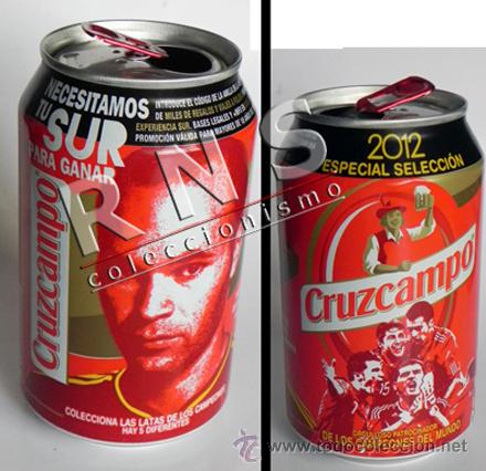 Coleccionismo de cervezas: LATA CERVEZA CRUZCAMPO INIESTA ESPECIAL SELECCI&Oacute;N ESPA&Ntilde;OLA DE F&Uacute;TBOL 2012 DEPORTE BEBIDA ESPA&Ntilde;A