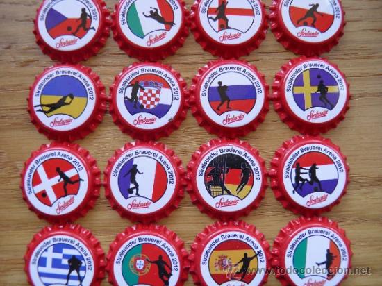 Colecionismo de cervejas: SET COMPLETO 16 CHAPAS CERVEZA STRALSUNDER.EUROCOPA 2012 (2).NUEVAS. ALEMANIA.-LOTE N. 2023-CARMANJO