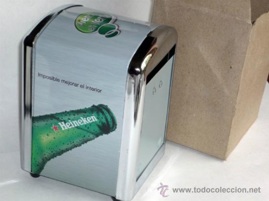 Coleccionismo de cervezas: SERVILLETERO DE METAL CERVEZA HEINEKEN