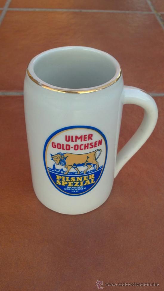 Coleccionismo de cervezas: BONITA JARRA CERAMICA DE CERVEZA ULMER GOLD-OCHSEN