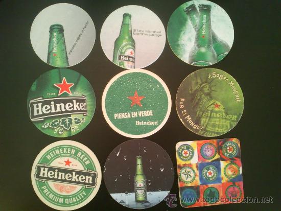Coleccionismo de cervezas: LOTE 9 POSAVASOS DE CERVEZA DE LA MARCA HEINEKEN