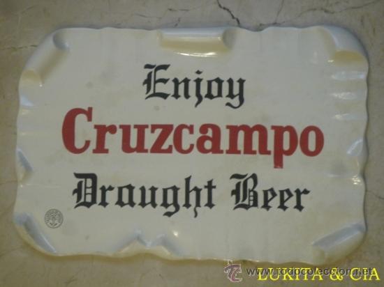 Coleccionismo de cervezas: PLACA CER&Aacute;MICA DE LA CERVEZA CRUZCAMPO DE LA CARTUJA DE SEVILLA - ENJOY CRUZCAMPO DRAUGHT BEER