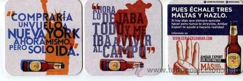 Coleccionismo de cervezas: 2 POSAVASOS DE CERVEZA AMBAR EXPORT muy escasos LA ZARAGOZANA