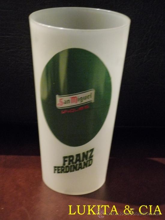Coleccionismo de cervezas: VASO DE PASTA CERVEZA SAN MIGUEL - FRANZ FERDINAND