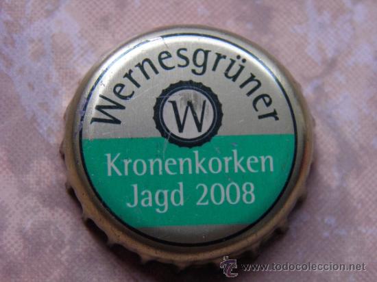 Coleccionismo de cervezas: TAP&Oacute;N CORONA CHAPA CERVEZA WERNESGR&Uuml;NER (6) KRONENKORKEN JAGD 2008.ALEMANIA.--LOTE N.1094--CARMANJO