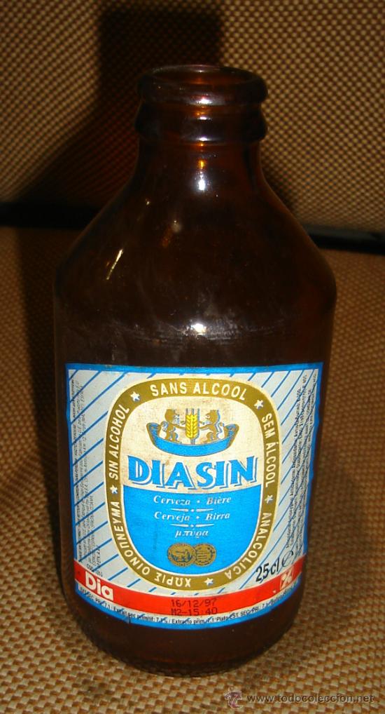 Collezionismo di birre: BOTELLA DE CERVEZA DIASIN. SIN ALCOHOL. FABRICADA EN ESPA&Ntilde;A. VACIA.