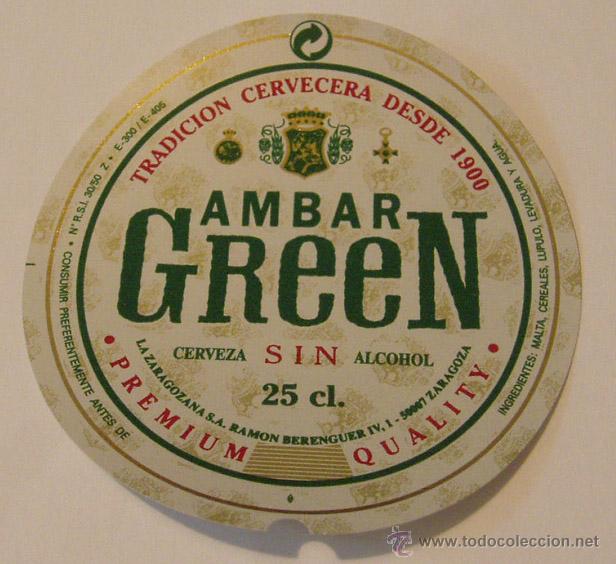 Coleccionismo de cervezas: ETIQUETA CERVEZA AMBAR GREEN 25CL.