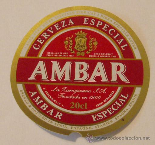 Coleccionismo de cervezas: ETIQUETA CERVEZA AMBAR 20CL.