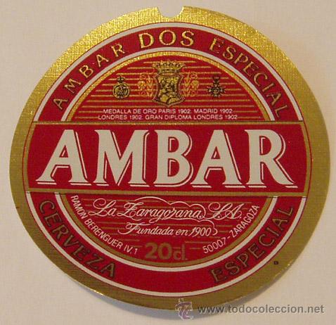 Coleccionismo de cervezas: ETIQUETA CERVEZA AMBAR 20CL.