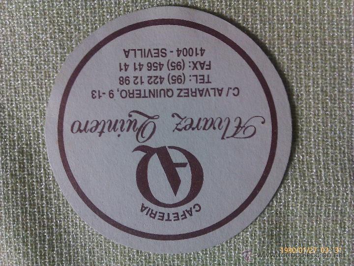 Colecionismo de cervejas: Posavasos Cafeter&iacute;a &Aacute;lvarez Quintero. Sevilla. Espa&ntilde;a. A&ntilde;os &acute;80