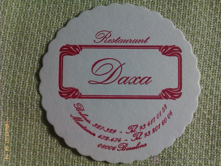 Sammeln von Brauereiartikeln: Posavasos Restaurant Daxa. Calle Balmes y Muntaner. Barcelona. Catalu&ntilde;a. Espa&ntilde;a